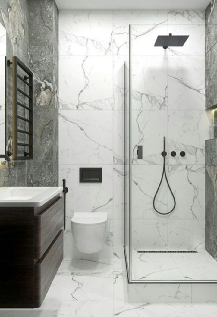 Modern marble bathroom fitting by Kapil Sharma plumber